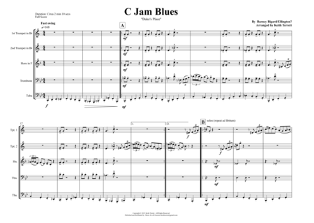 C Jam Blues for Brass Quintet ''Jazz for 5 Brass Series'' image number null