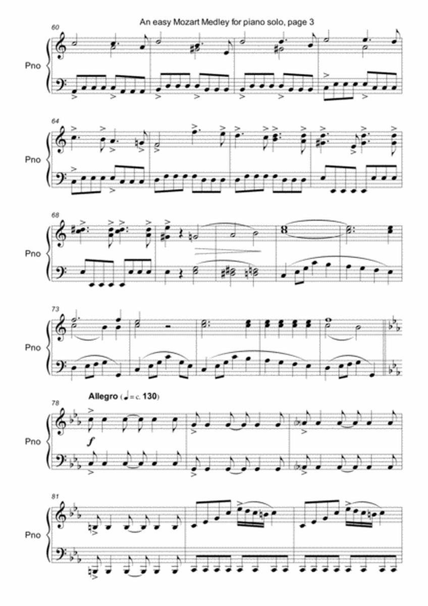 An easy Mozart Medley for piano solo image number null