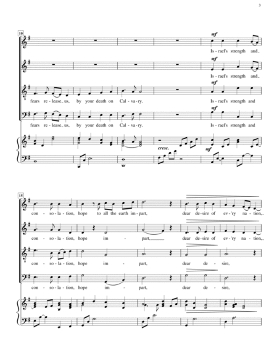 Come, O Long-Expected Jesus 4-Part scores gallery preview page 3
