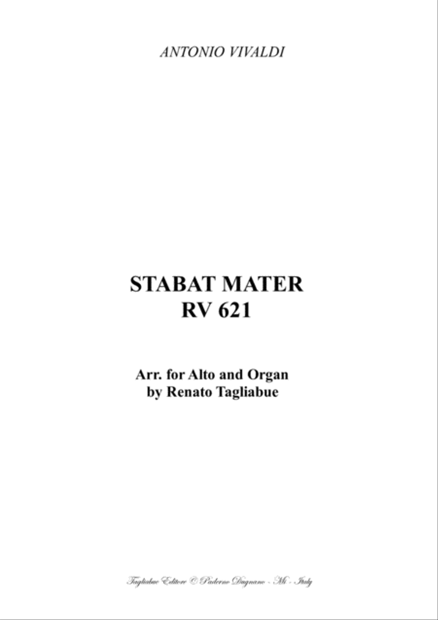 STABAT MATER - RV 621 - Arr. for Alto,and Organ 3 staff Voice scores gallery preview page 1