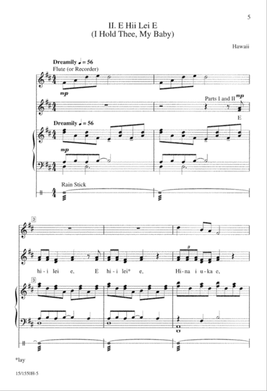 Three Pacific Island Lullabies Unison Choir scores gallery preview page 6