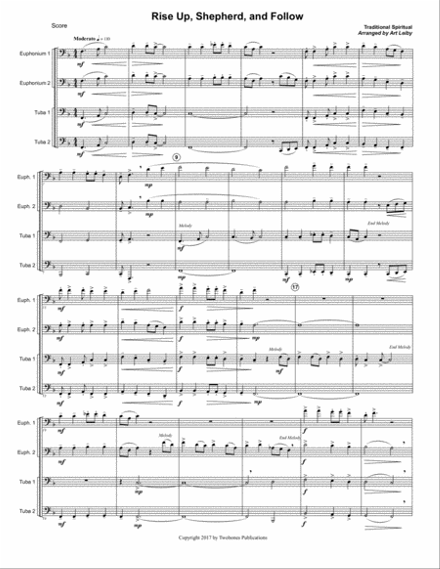Rise Up Shepherd and Follow Brass Ensemble scores gallery preview page 1