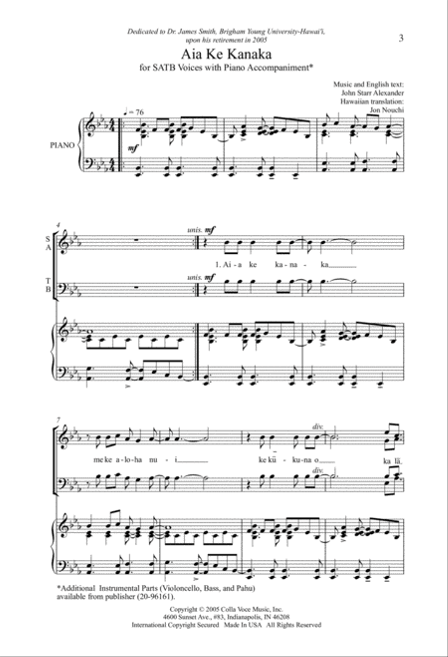 Aia Ke Kanaka 4-Part scores gallery preview page 2