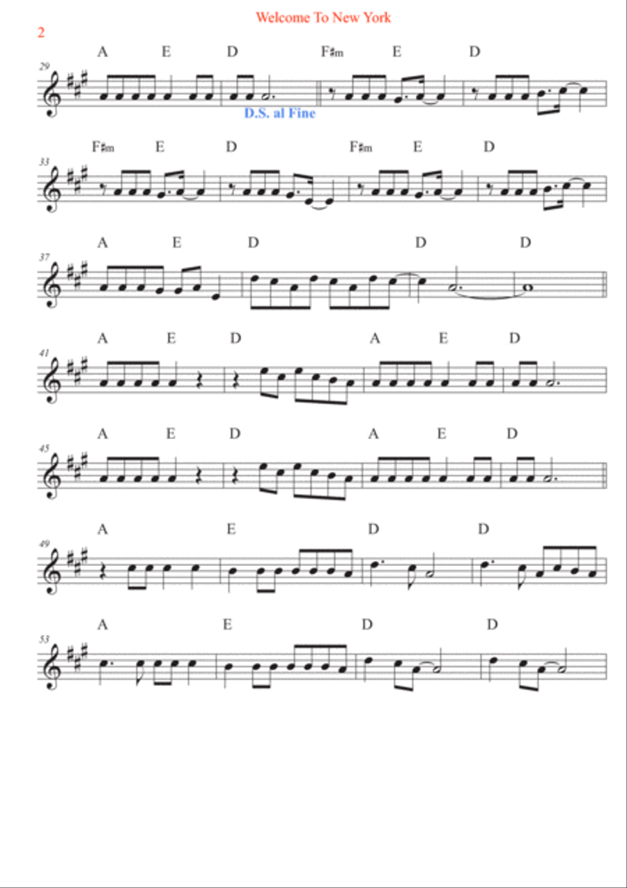 Welcome To New York B-Flat Trumpet scores gallery preview page 2