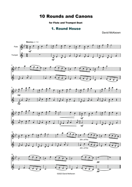 10 Rounds and Canons for Flute and Trumpet Duet