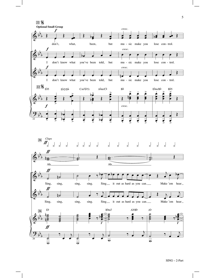 Sing (arr. Mark Brymer) 2-Part scores gallery preview page 4
