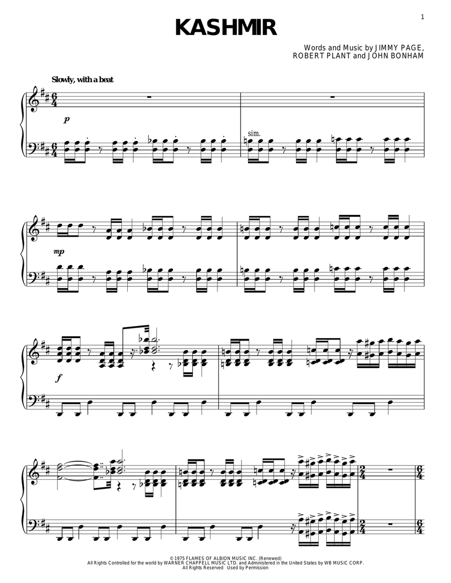 Kashmir Kashmir Piano Solo scores gallery preview page 1
