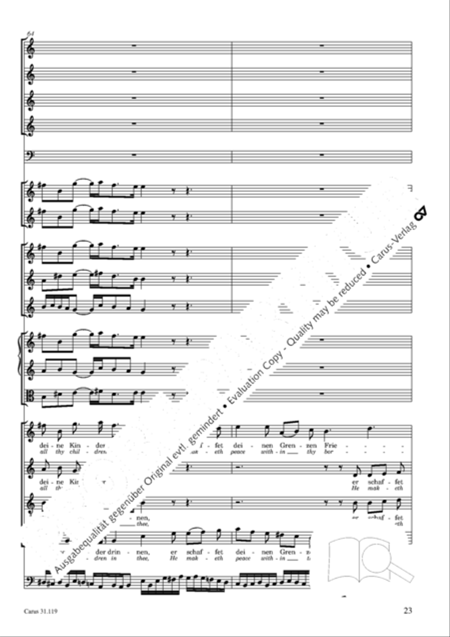 Praise the Lord, O Jerusalem (Preise, Jerusalem, den Herrn) 4-Part scores gallery preview page 24