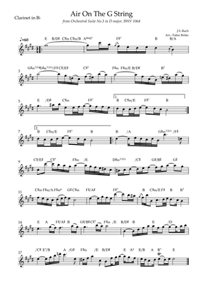 Book cover for Air On The G String (J.S. Bach) for Clarinet in Bb Solo with Chords