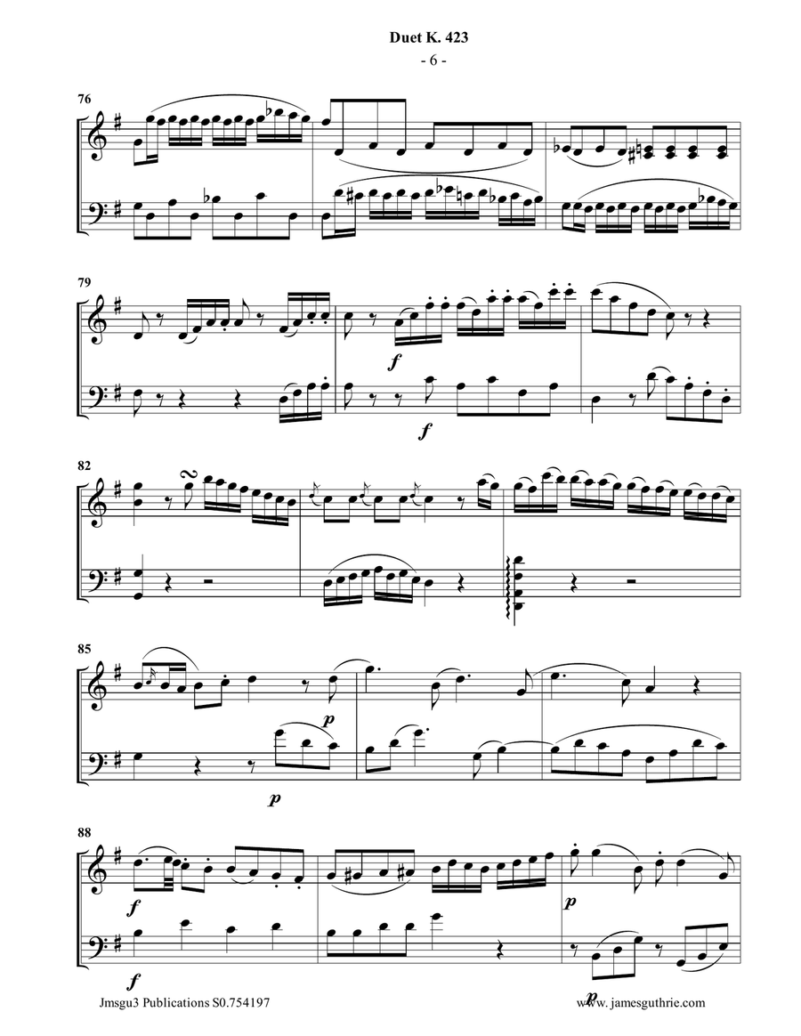 Mozart: Duet K.423 for Violin & Cello String Duet scores gallery preview page 6