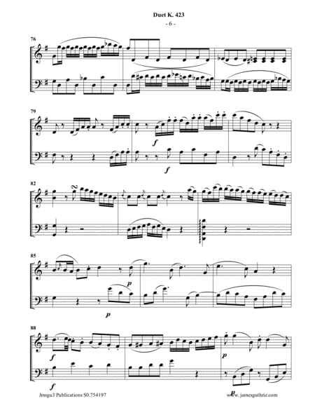 Mozart: Duet K.423 for Violin & Cello image number null