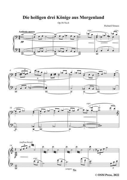 Richard Strauss-Die heiligen drei Könige aus Morgenland,in C Major,Op.56 No.6,for Voice and Piano