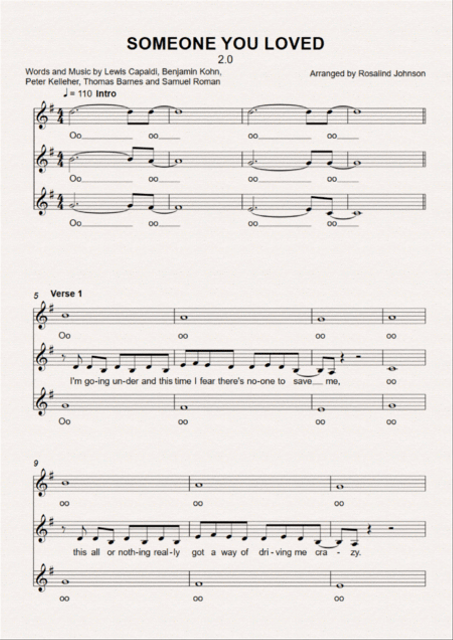 Someone You Loved Someone You Loved SSA scores gallery preview page 1