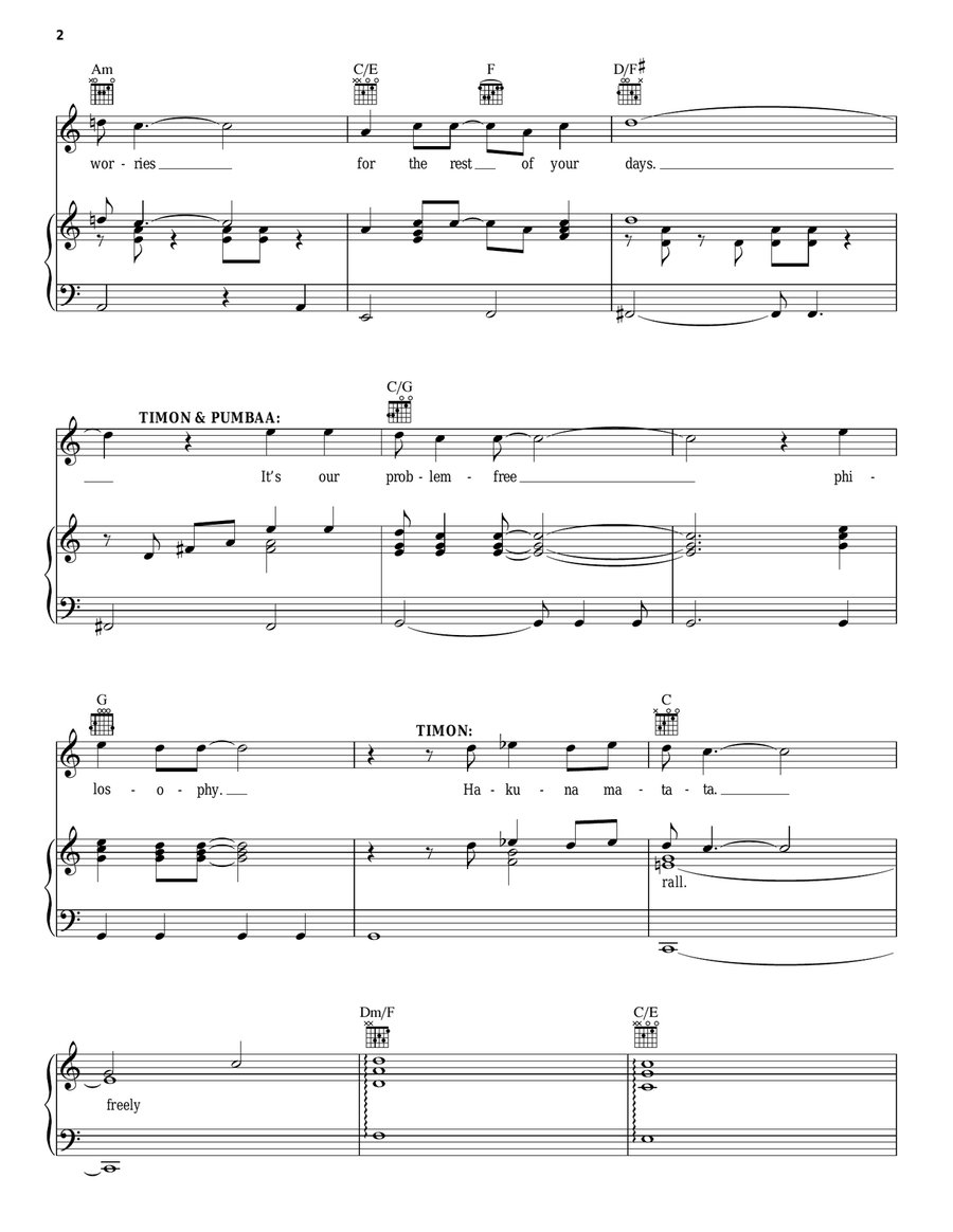 Hakuna Matata (from The Lion King) Guitar scores gallery preview page 2