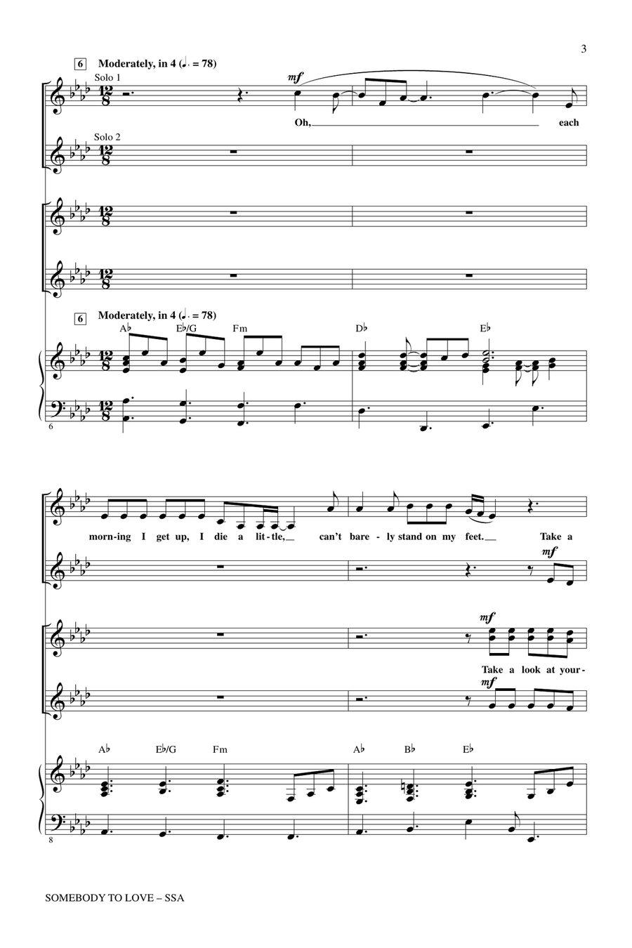 Somebody To Love (arr. Roger Emerson) SSA scores gallery preview page 2