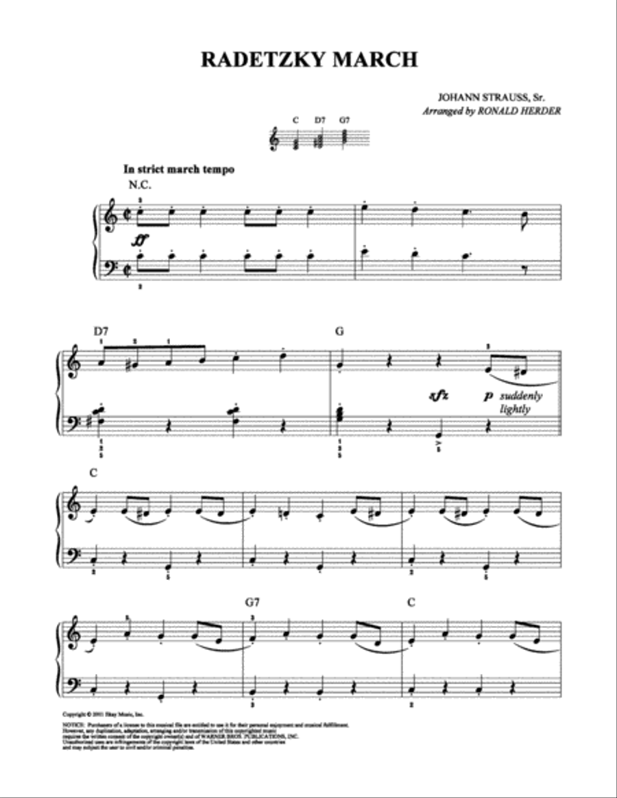 Radetzky March Easy Piano scores gallery preview page 1