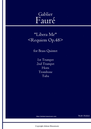 Book cover for Fauré: "Lebera Me" <Requiem, OP.48> for Brass Quintet