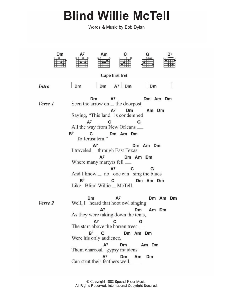 Blind Willie McTell Acoustic Guitar scores gallery preview page 1