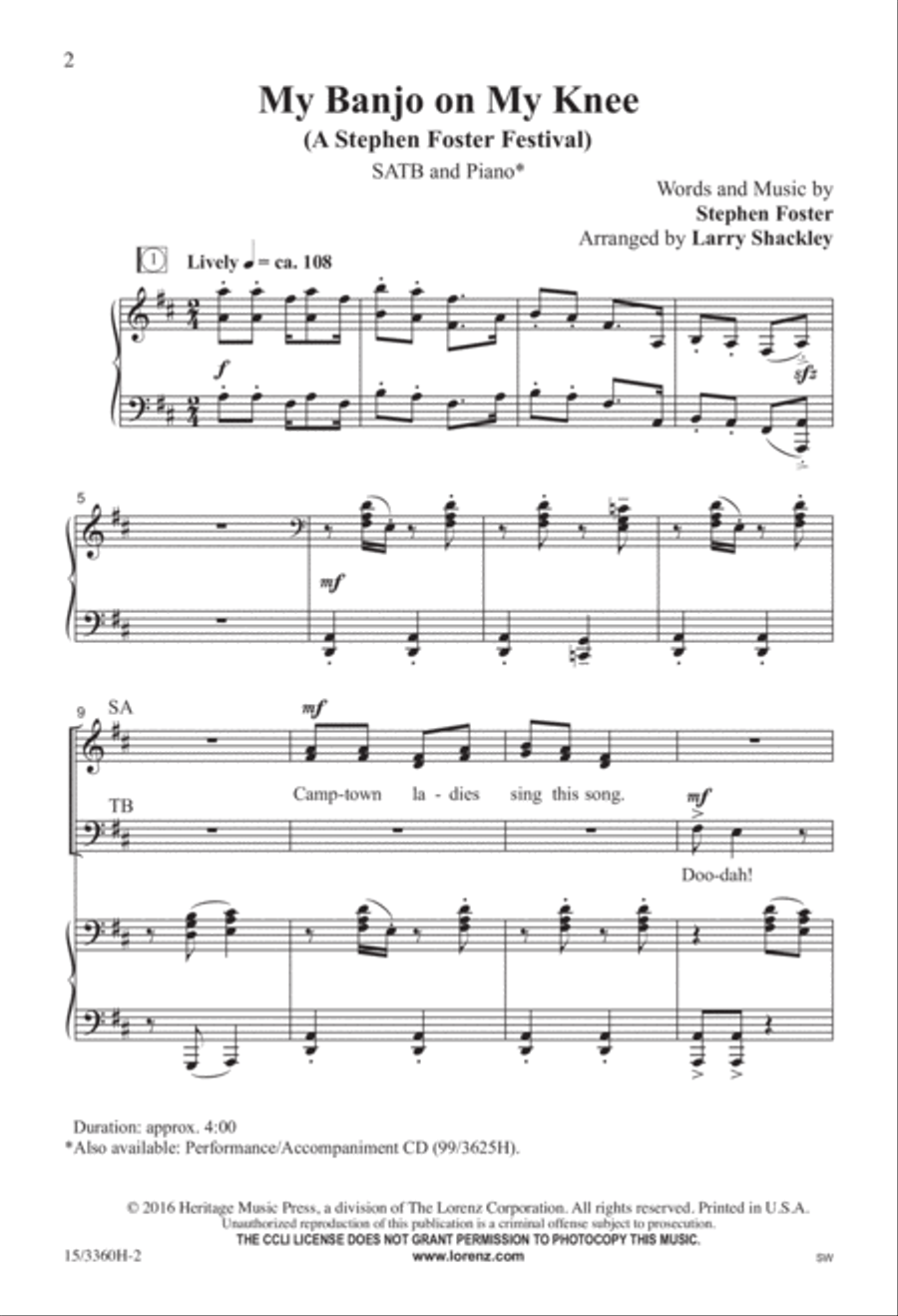 My Banjo on My Knee My Banjo on My Knee 4-Part scores gallery preview page 2