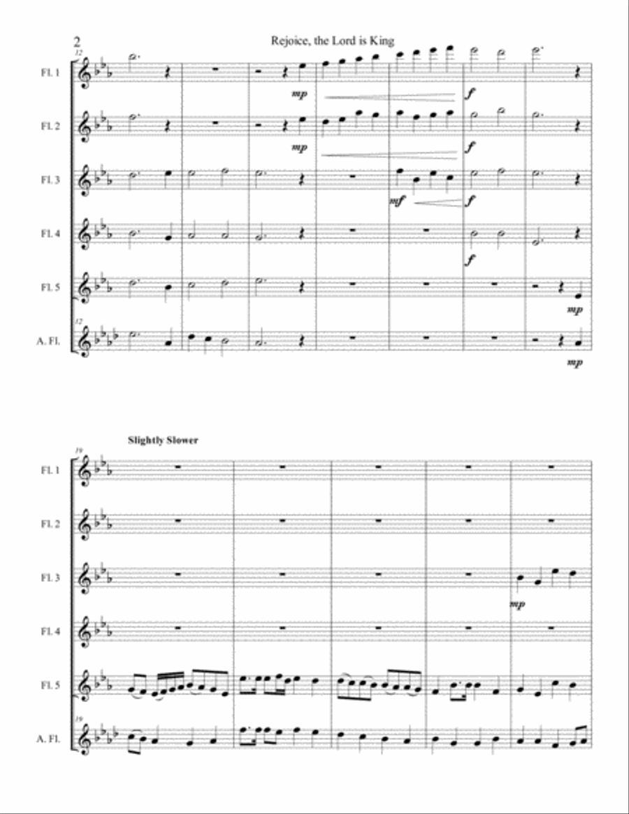 Rejoice, the Lord Is King (Flute Sextet) Flute Choir scores gallery preview page 5