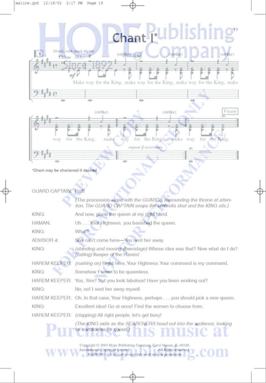 Malice in the Palace Unison Choir scores gallery preview page 19
