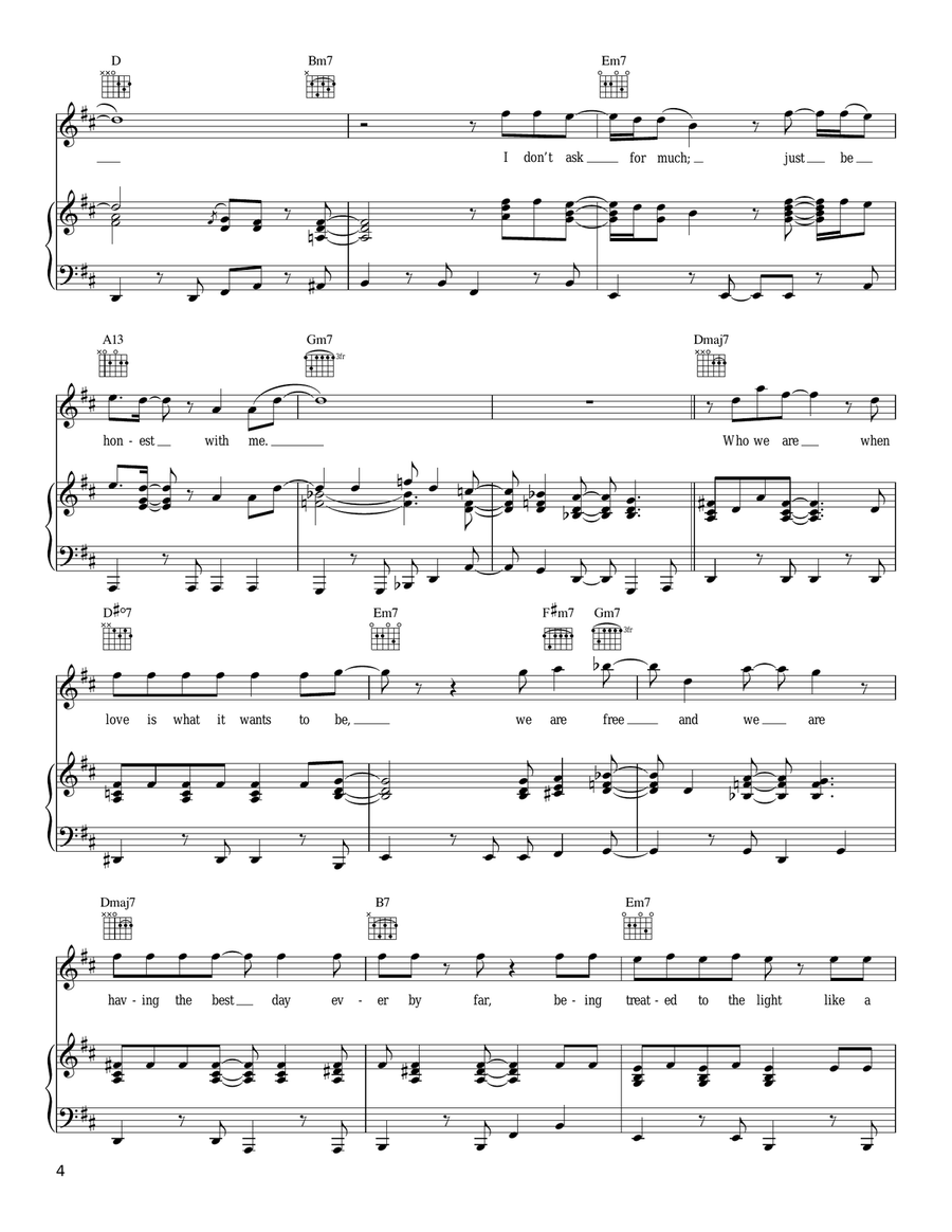 Be Honest Piano, Vocal, Guitar scores gallery preview page 4