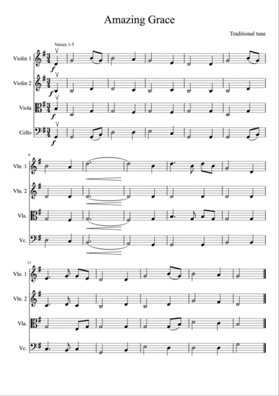 Amazing Grace String Quartet scores gallery preview page 2