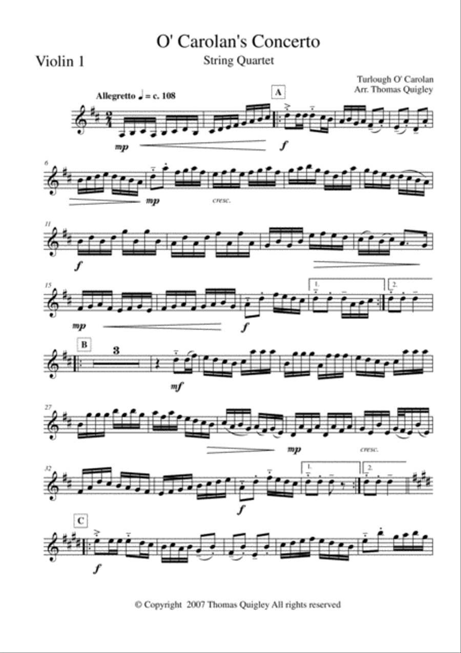 O Carolan's Concerto String Quartet scores gallery preview page 6