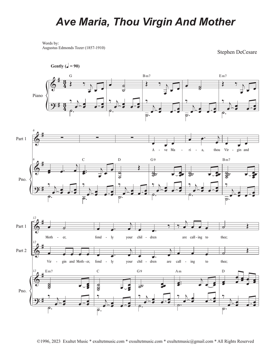 Ave Maria, Thou Virgin And Mother (2-part choir) 2-Part scores gallery preview page 1