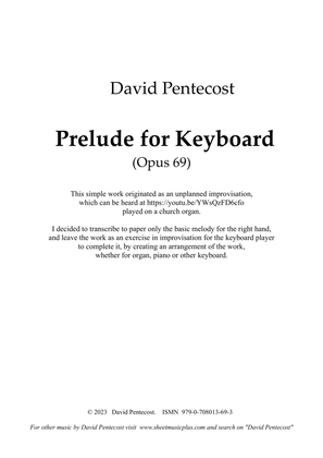 Book cover for Prelude for Keyboard, Opus 69