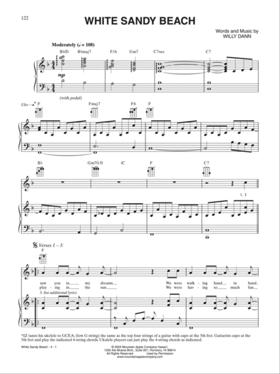 White Sandy Beach Piano, Vocal, Guitar scores gallery preview page 1
