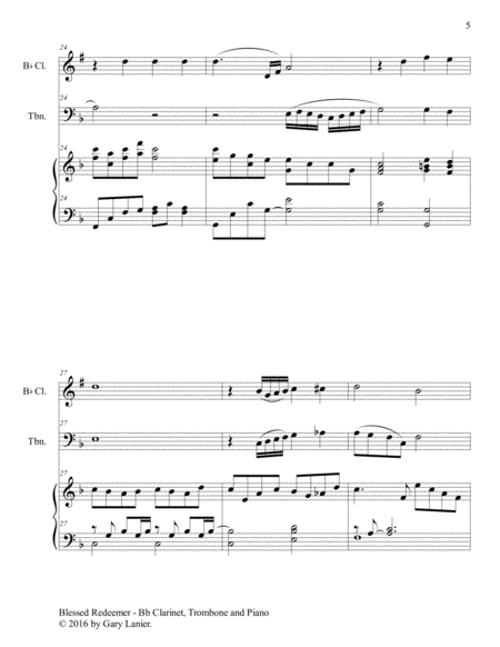 BLESSED REDEEMER (Trio – Bb Clarinet, Trombone & Piano with Score/Parts) image number null