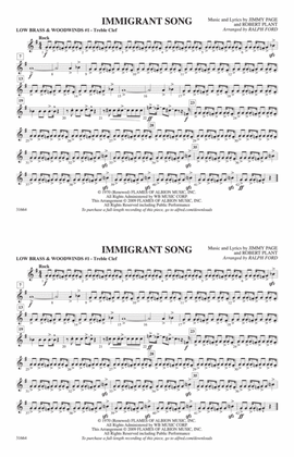 Immigrant Song: Low Brass & Woodwinds #1 - Treble Clef