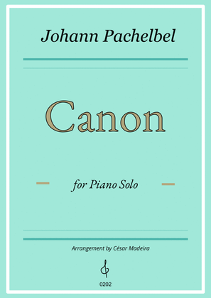 Book cover for Pachelbel's Canon in D - Piano Solo (Full Score)