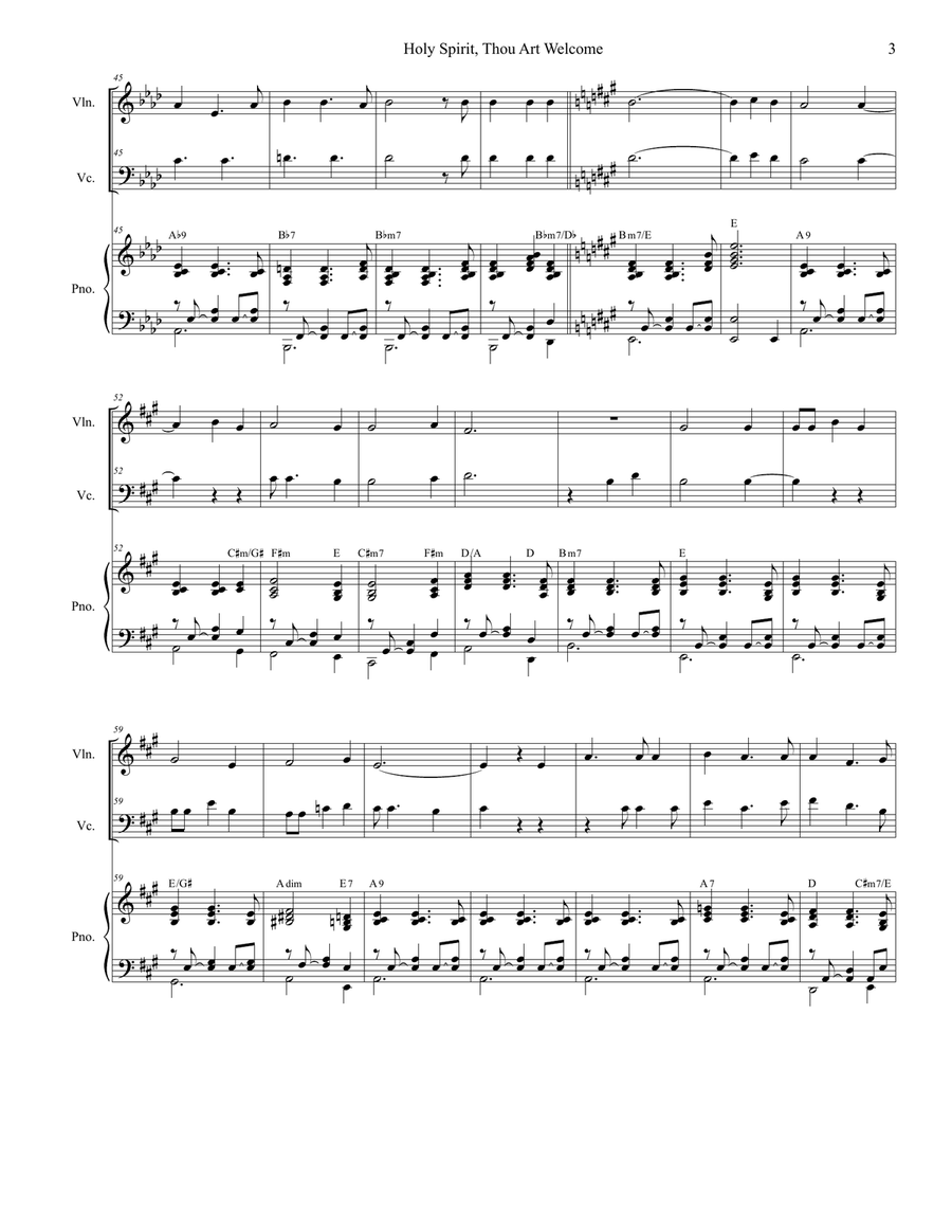 Holy Spirit, Thou Art Welcome Piano Trio scores gallery preview page 3