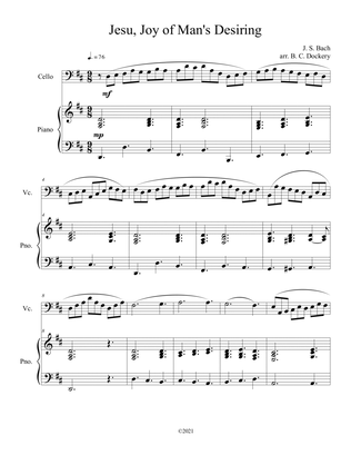 Jesu, Joy of Man's Desiring (Cello Solo) with piano accompaniment