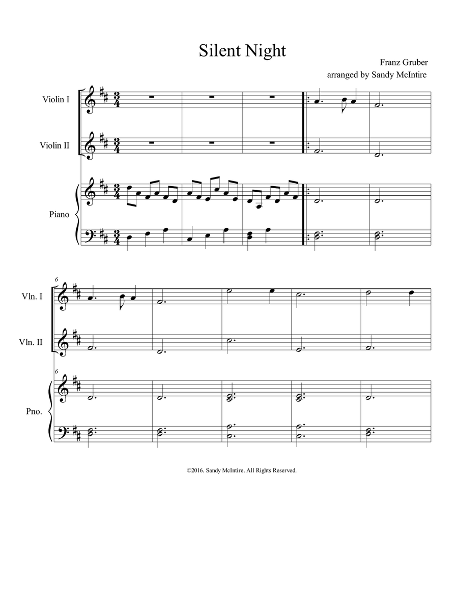Silent Night String Duet scores gallery preview page 1