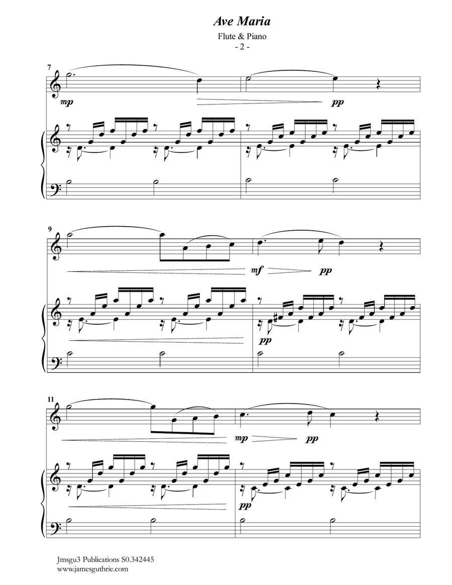 Bach-Gounod: Ave Maria for Flute & Piano Flute Solo scores gallery preview page 2