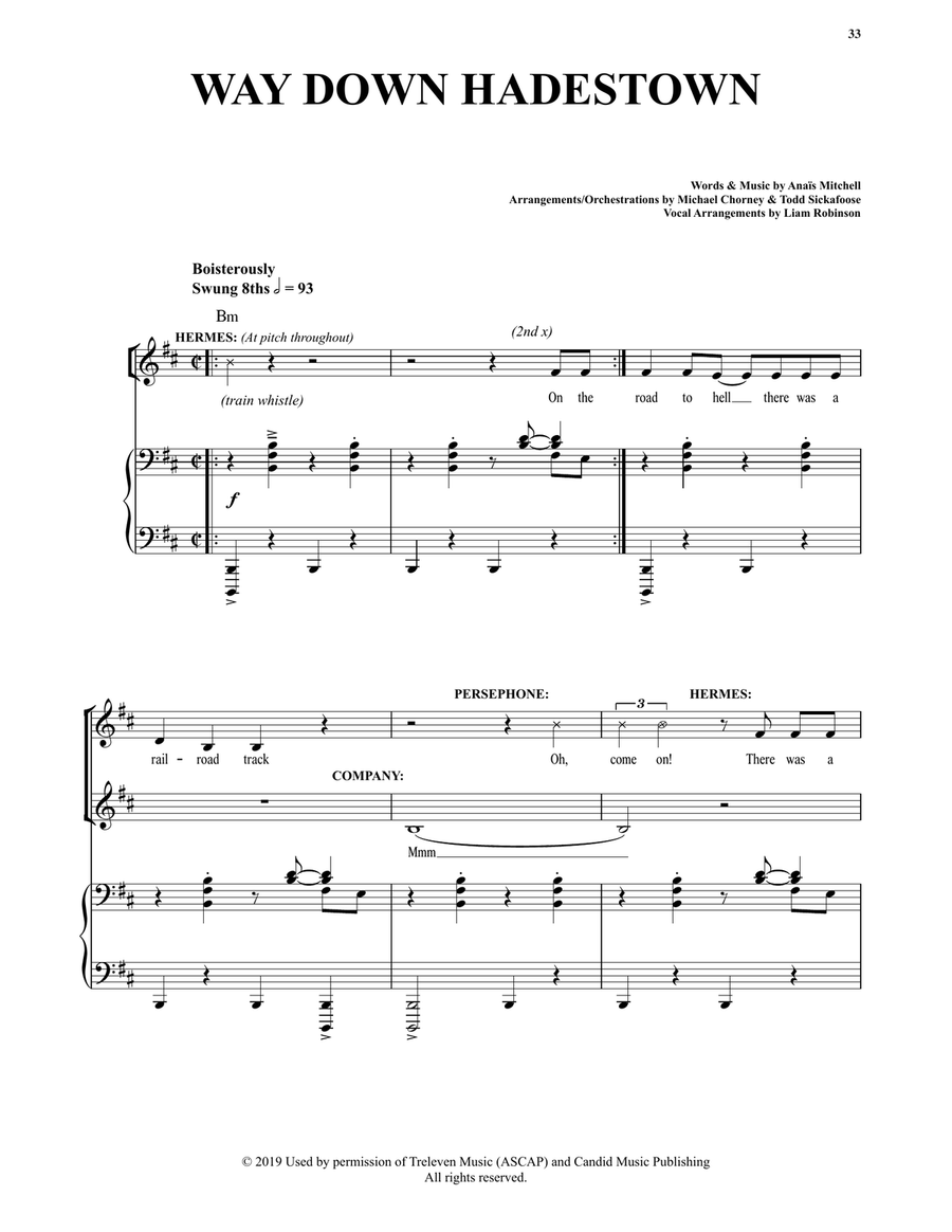 Way Down Hadestown I (from Hadestown) Voice scores gallery preview page 1