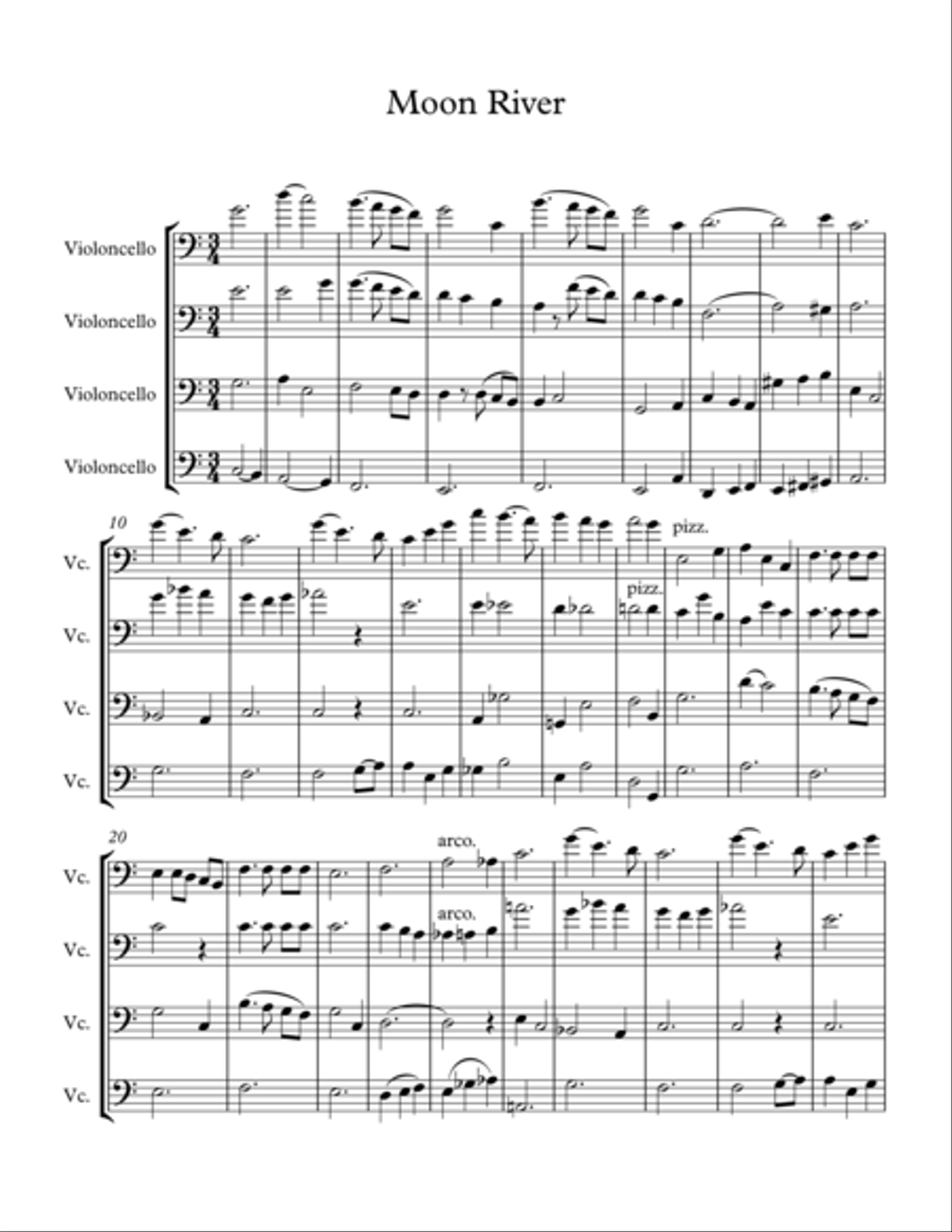 Moon River Moon River String Quartet scores gallery preview page 1