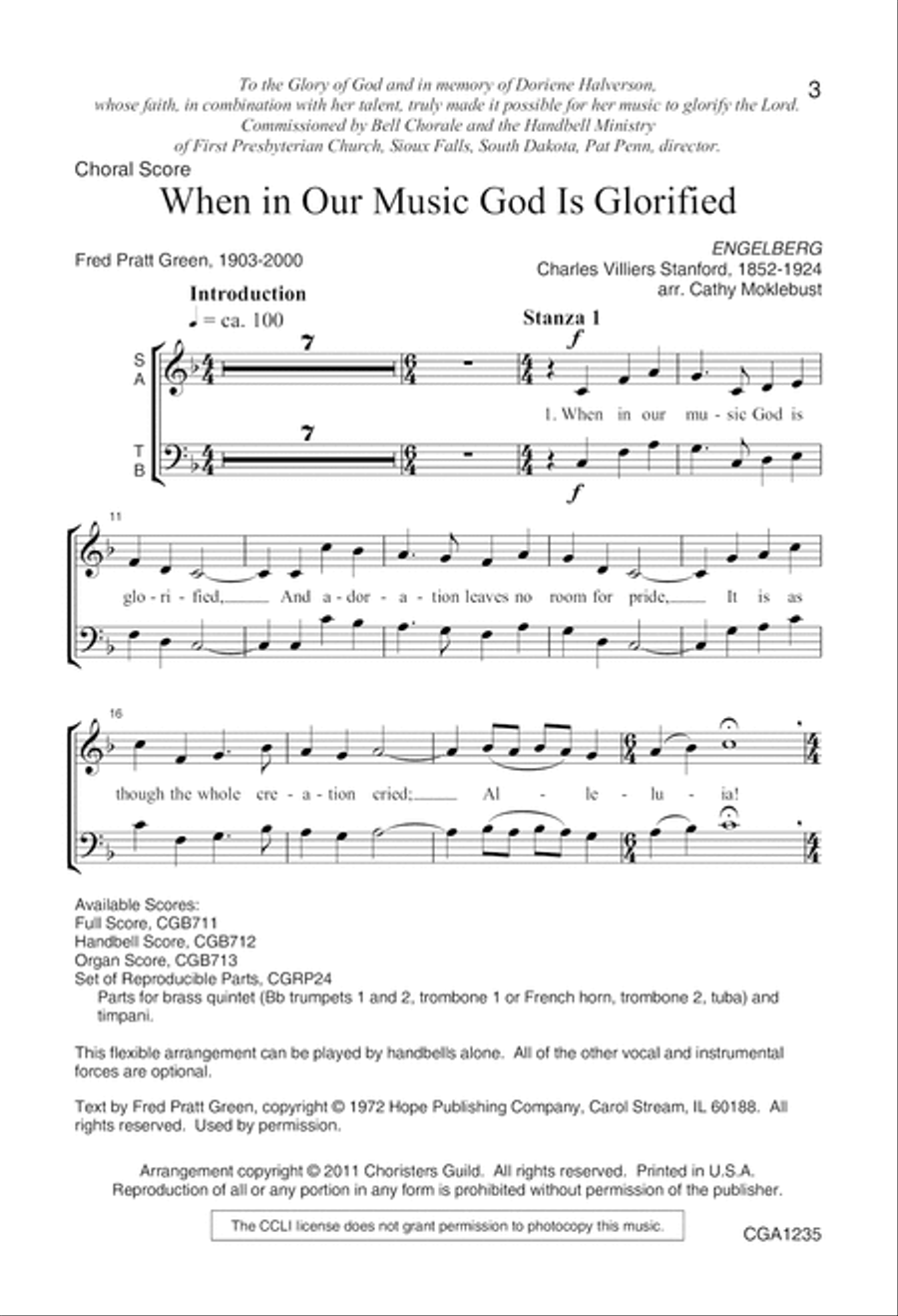 When in Our Music God Is Glorified - Choral Score 4-Part scores gallery preview page 3