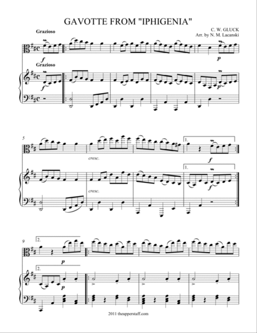 Gavotte from Iphegenia String Duet scores gallery preview page 3