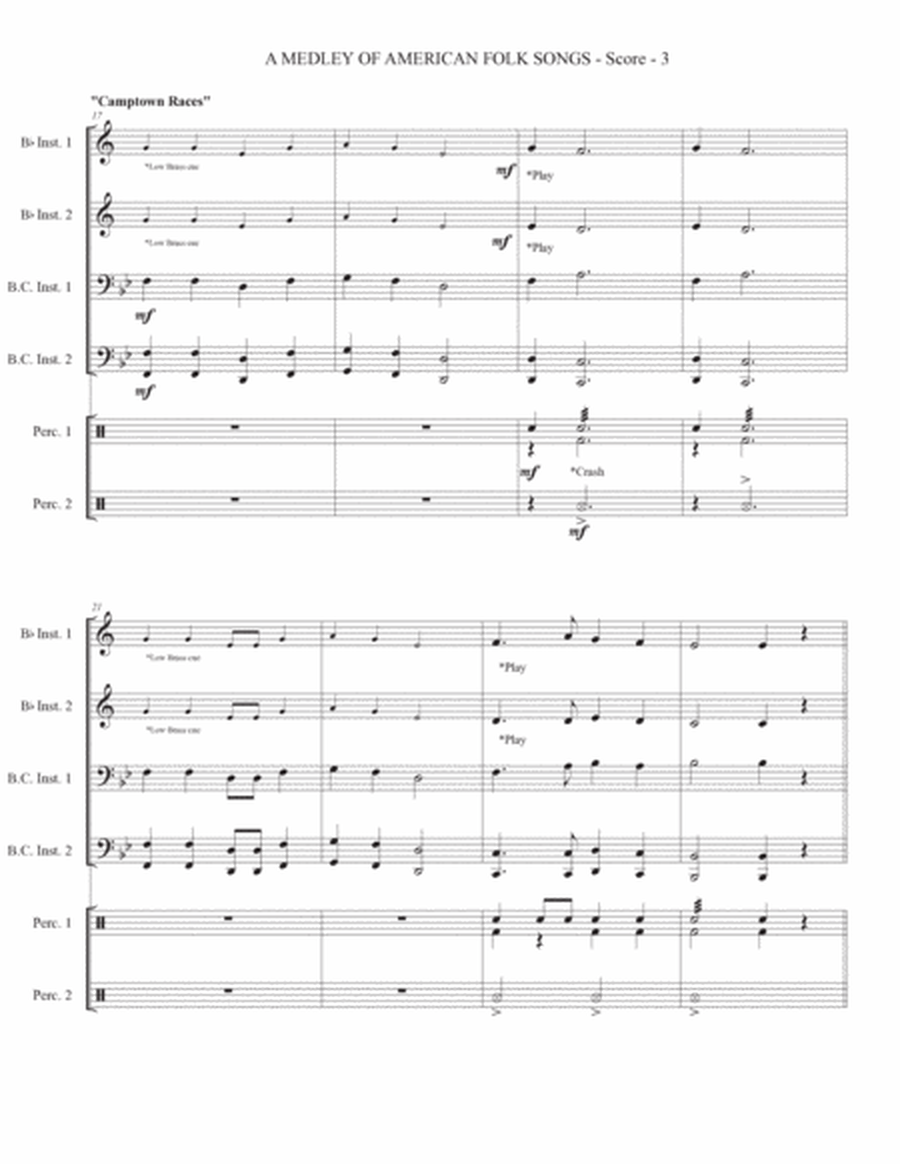 A Medley of American Folk Songs for Small Brass Ensemble (Beginner Level) image number null