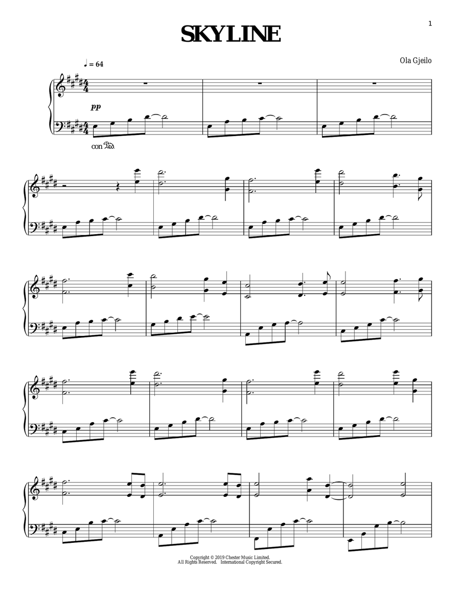Skyline Piano Solo scores gallery preview page 1