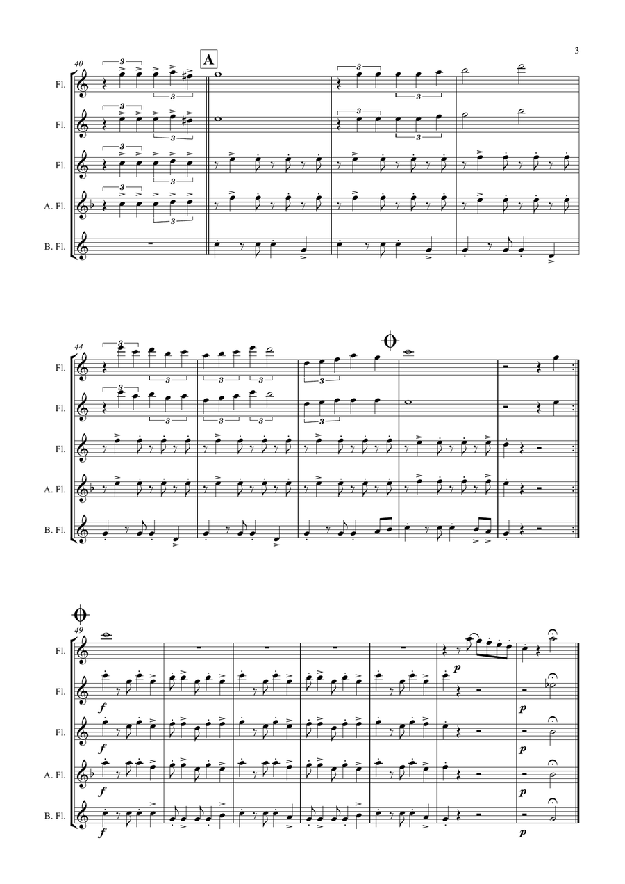 La Paloma - Spanish Habanera - Flute Quintet Woodwind Ensemble scores gallery preview page 3