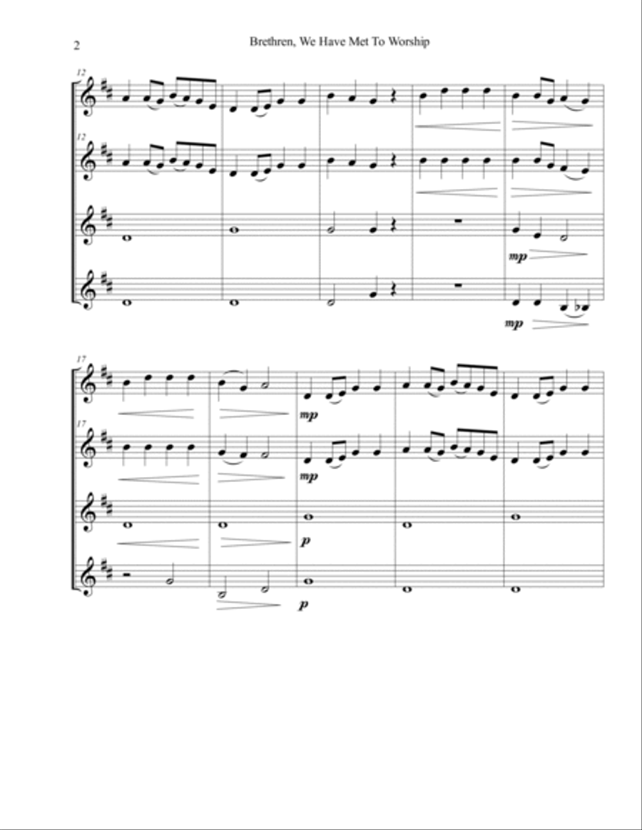 Brethren, We Have Met To Worship Brass Ensemble scores gallery preview page 2