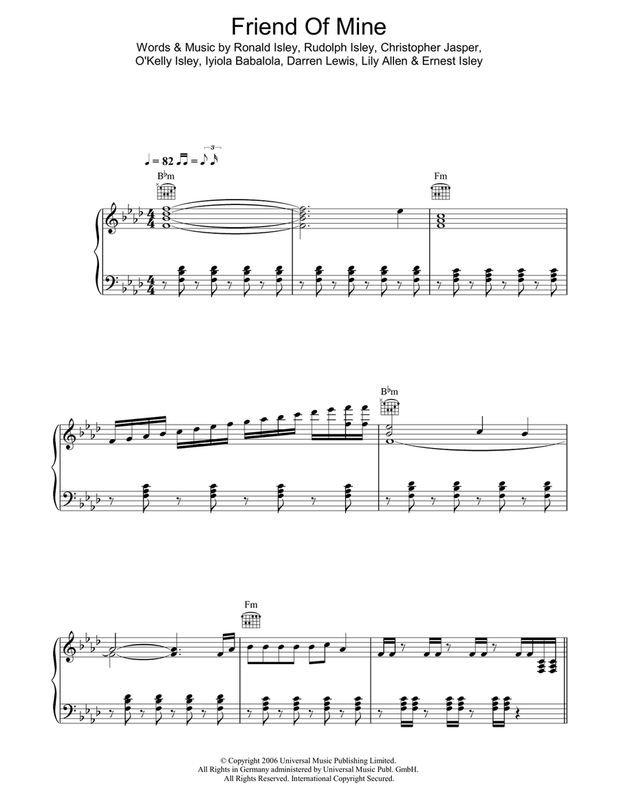 Friend Of Mine Friend Of Mine Piano, Vocal, Guitar scores gallery preview page 1