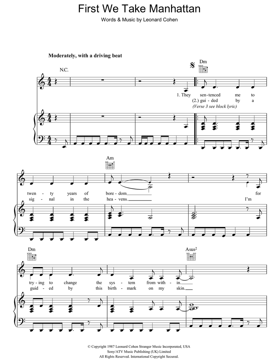 First We Take Manhattan First We Take Manhattan Piano, Vocal, Guitar scores gallery preview page 1