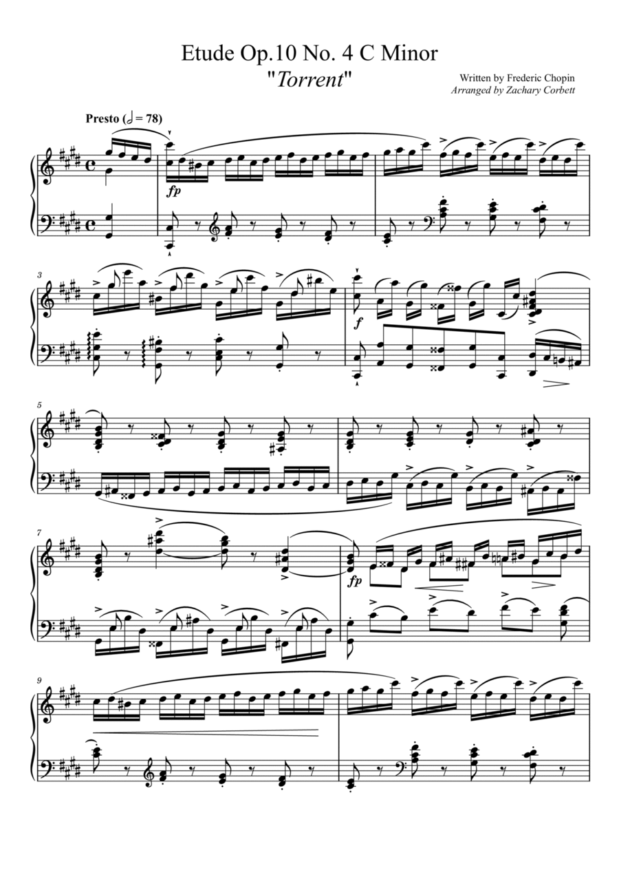 Etude Op. 10 No. 4 in C Minor Torrent Piano Method scores gallery preview page 1