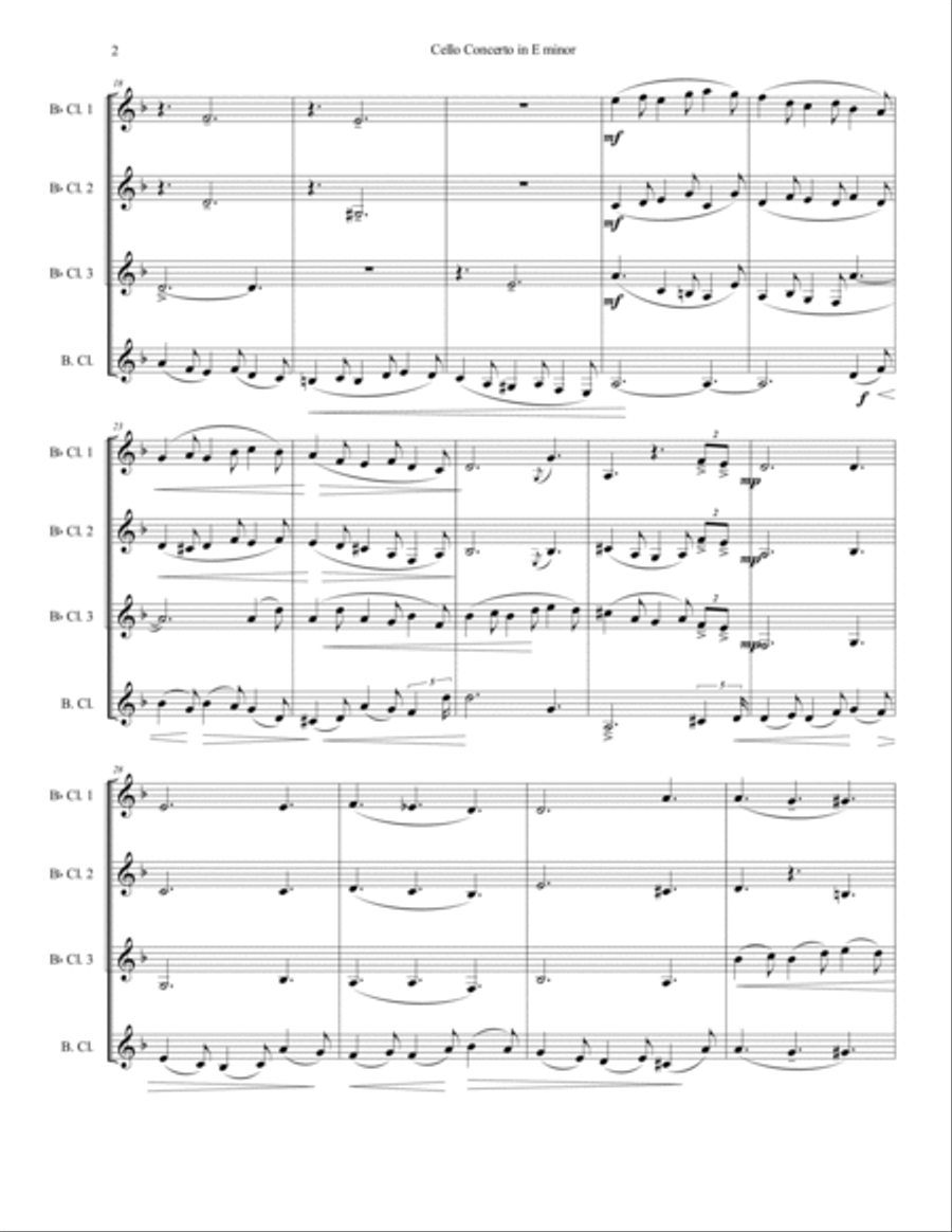 Elgar - Cello Concerto - Clarinet Quartet Elgar - Cello Concerto - Clarinet Quartet Clarinet Solo scores gallery preview page 2